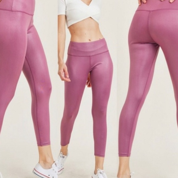 High Waist High Matt Shine Athletic 7/8 Leggings - Picture 2 of 2